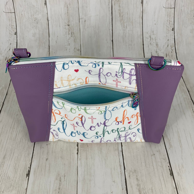 Sunshine Crossbody Purse (Faith/Hope/Love, Purple)