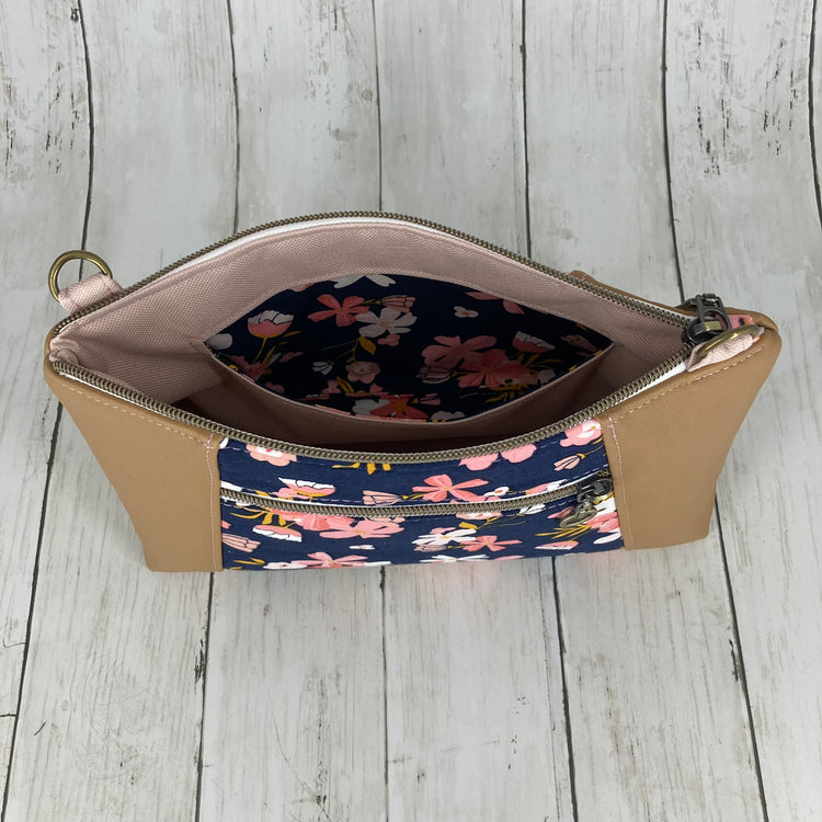 Sunshine Crossbody Purse (Floral, Tan)