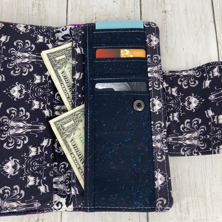 Mia Everyday Wallet (Haunted Mansion Wallpaper, Purple)