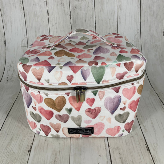 Crimson and Clover Train Case, Large Tall (Hearts)