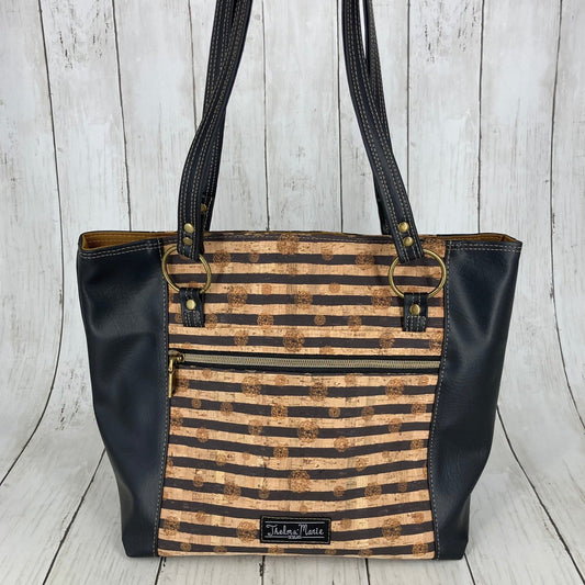 Muerqo Tote (Black & Striped Cork)